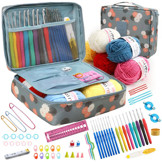 Knitting Crochet Kit with Portable Bag and Accessories